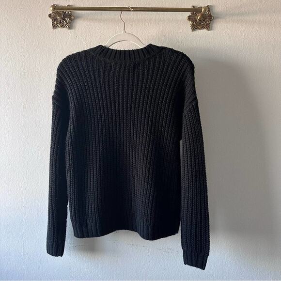 NWT VERO MODA Knit Crewneck Sweater In Black. Chunky, warm, winter, cozy lon… - Picture 6 of 14
